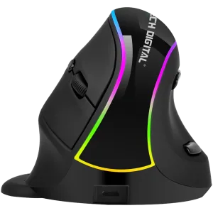 J-Tech Wireless Rechargeable Vertical Ergonomic Mouse - Black