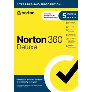 Norton 360 Deluxe 5 Devices - 1 Year Subscription