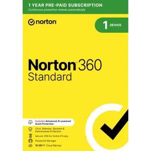 Norton 360 Standard 1 Device - 1 Year Subscription